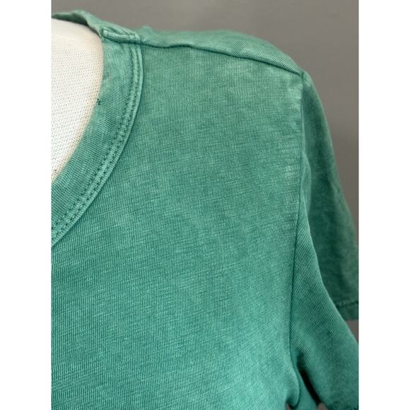 Aerie Kelly Green Distressed Crop Tee T-Shirt Top Tie Hem Women's Small - Picture 13 of 15